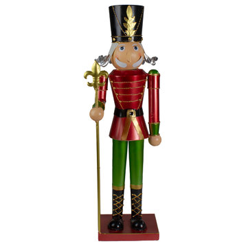 23.75" Red and Green Metal Nutcracker Soldier Christmas Decoration
