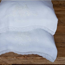 Amour/Bonheur White Pillow Cases - Decorative Pillows
