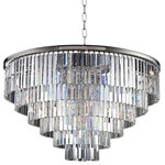 Gatsby Luminaires - Fringe 33-Light Chandelier, Polished Nickel, Clear, Without LED Bulbs - Bring glamour to your home with this thirty three light stunning pendant chandelier from Glass Fringe collection. Industrial style frame yet delicate and modern glass fringe options this stunning ceiling light will surely update your decor