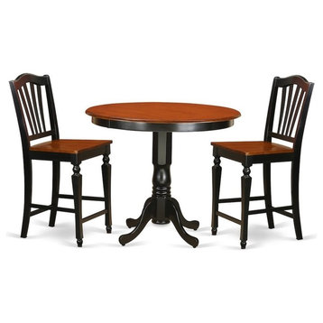 3-Piece Counter Height Table And Chair Set, Pub Table And 2 Kitchen Chairs