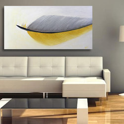 Preethi Arts - 72x36 inches Large wall art yellow Feather Modern Painting  Textured Art - Paintings