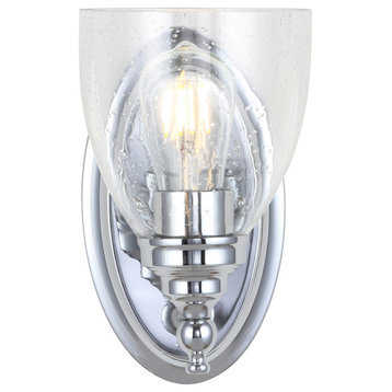 Marais Metal/Glass LED Vanity Light, Chrome, Width: 5.50"