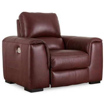 Ashley Furniture Alessandro Leather Power Recliner with Headrest in Red