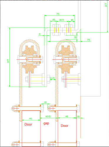Bypass Sliding Barn Door Hardware kit - BD-S01BP # Powder Coated Steel Modern bypass sliding barn door hardware kit  for -