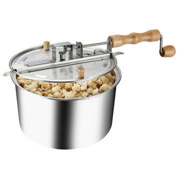 Stovetop Popcorn Maker 6-Quart Aluminum Popcorn Popper With Hand Crank