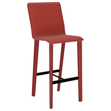 Perugia Top Grain Leather Bar Stool, Heritage Leather - Red