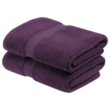 2 Piece Luxury Egyptian Cotton Washable Towel, Plum