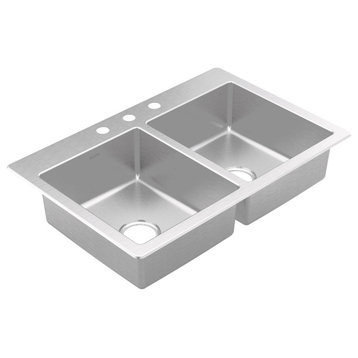 Moen GS202683 2000 Series 33" Drop In Double Basin Stainless - Stainless Steel