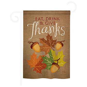 Thanksgiving Eat, Drink & Give 2-Sided Impression Garden Flag