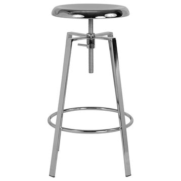 Toledo Industrial Style Barstool WSwivel Lift Ad.Height Seat-Chrome