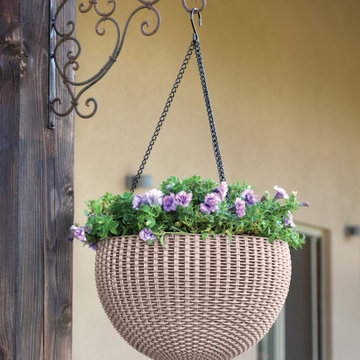 Hanging Planter Set of 2 Resin Rattan Planters by Keter, Beige