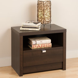 Prepac Espresso Series 9 Designer 1-Drawer Nightstand - Nightstands And Bedside Tables