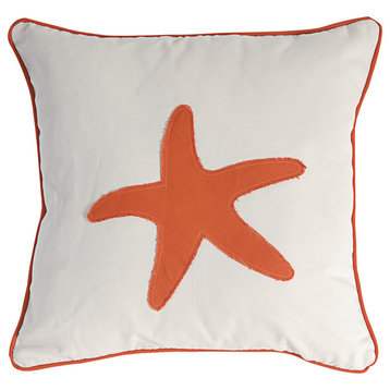 Pillow Starfish Seashell Design Red