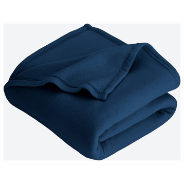 Bare Home Polar Fleece Lightweight Blanket, Dark Blue, Full / Queen