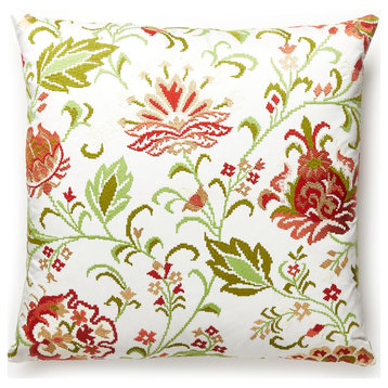 Delphine Embroidery Pillow, Blossom, 22" X 22"
