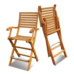 Interbuild Casino Outdoor Wood Foldable Chairs, 2 Pieces/Pack Golden Teak Finish - Outdoor Folding Chairs