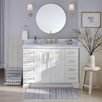 Ariel Taylor 49" Oval Sink Bath Vanity, White, 1.5" Carrara Marble
