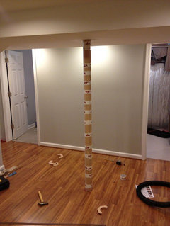 basement column - pole covers - Wood Shelf on pole by DIY