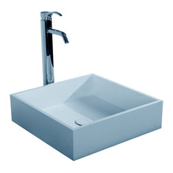 ADM Bathroom Design - ADM Square Countertop Sink, White, 16", Glossy White - Bathroom Sinks