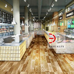 Cafe Brazilia 3D Interior Rendering - Corbels
