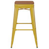 Kai Commercial Grade 30"H Metal Counter Stool, Yellow/Teak