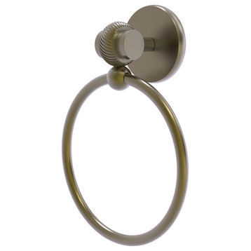 Allied Brass Satellite Orbit 2 Towel Ring With Twist Accent, Antique Brass