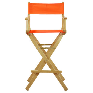30" Director's Chair With Natural Frame, Tangerine Canvas