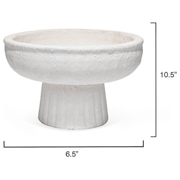 Aegean Small Pedestal Bowl, Rough Matte White Ceramic