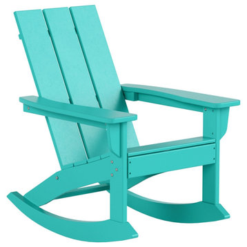 Parkdale Outdoor HDPE Plastic Adirondack Rocking Chair in Turquoise
