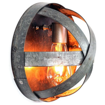 Wine Barrel Sconce - Arc - Made from CA wine barrel rings