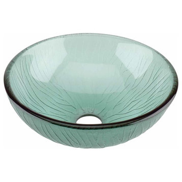 Tempered Glass Bathroom Vessel Sink With Drain Frosted Green Mini Bowl Basin
