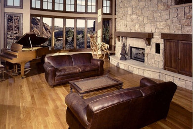 Design ideas for a country living room in Denver.