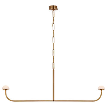 Pedra 56" Linear Chandelier in Antique-Burnished Brass with Alabaster