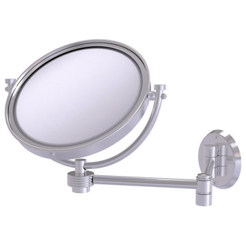 8" Wall-Mount Extending Groovy Makeup Mirror 2X Magnification, Satin Chrome