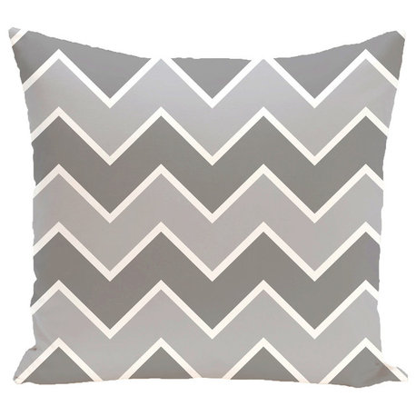 Inside The Lines Chevron Geometric Print Pillow, Classic Gray, 16"x16"