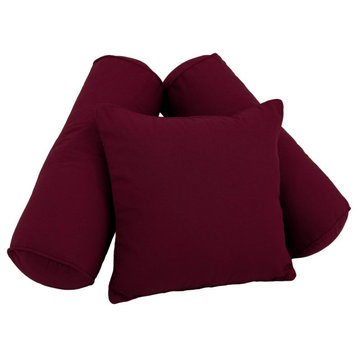 Double-Corded Solid Twill Throw Pillows With Inserts, Set of 3, Burgundy