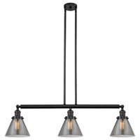Large Cone 3-Light Island Light, Smoked Glass, Oil Rubbed Bronze