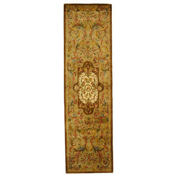 Safavieh Classic Collection CL220 Rug, Beige/Olive, 2'3"x12'