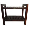 Espalier Lattice Teak Shower Benches With Shelf And LiftAid Arms, 24"