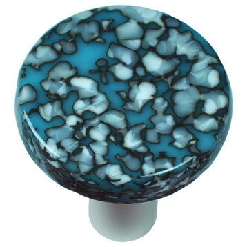 Art Glass Round Granite Knob, Alum Post, Granite, Turquoise, & French Vanilla