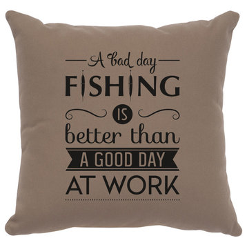 Image Pillow 16x16 Fishing Day Cotton Taupe
