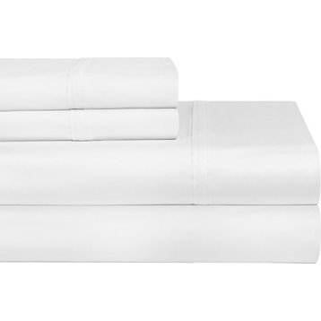 Pointehaven 400TC Deep Fitted Sheet Set, White, Queen