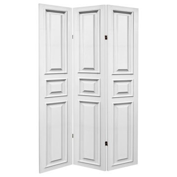 6' Tall Double Sided White Door Panel Canvas Room Divider