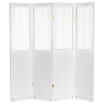 6' Tall Adjustable Shutter Room, White, 4 Panel