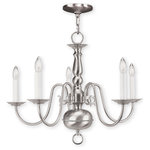 Livex Lighting - Williamsburgh Chandelier, Brushed Nickel and Brushed Nickel - Simple, yet refined, the traditional, colonial wall sconce is a perennial favorite. Part of the Williamsburgh series, this handsome sconce is a timeless beauty.
