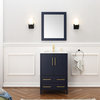 Solid Wood Lacquer Vanity With Mirror & Gold Handles, 24"