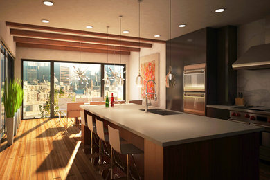 Inspiration for a contemporary kitchen remodel in Montreal