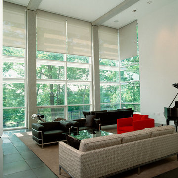 Use shades in the living room.