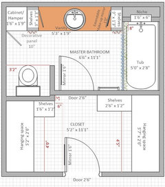 Need help with bathroom layout to maximize closet and storage!