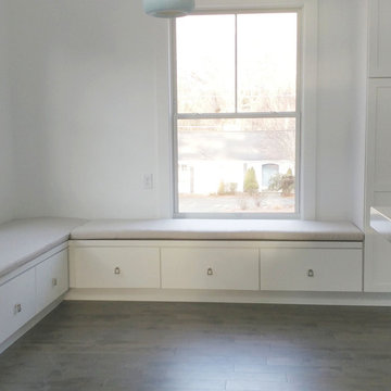 Sunbrella breakfast nook cushions in new kitchen